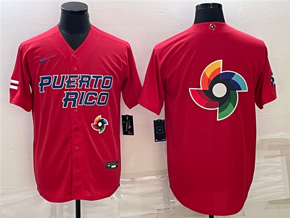 Men's Puerto Rico Baseball 2023 Red World Baseball Big Logo Classic Stitched Jersey